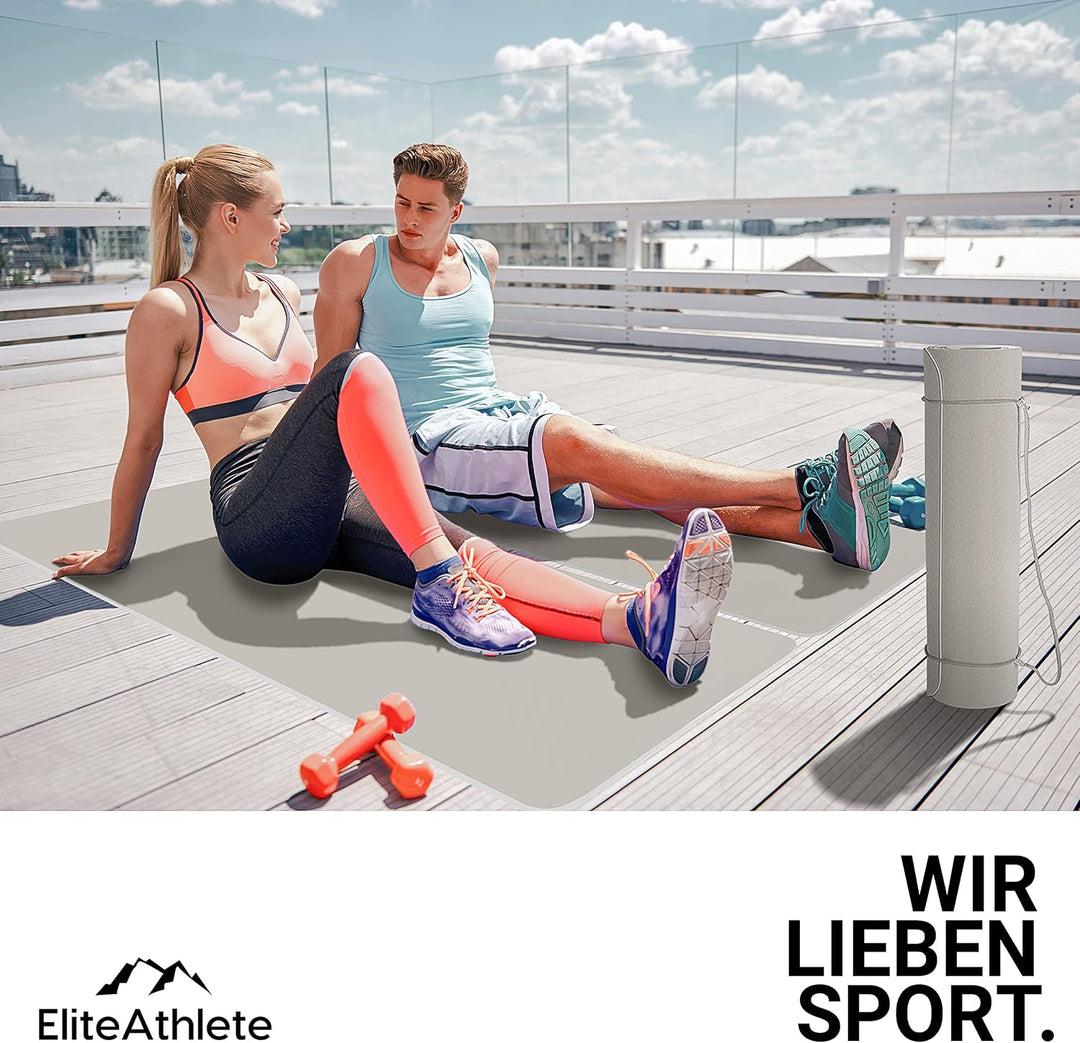 EliteAthlete Yogamatte - Sportmatte - Fitnessmatte - Gymnastikmatte gepolstert &amp; rutschfest für Fitn