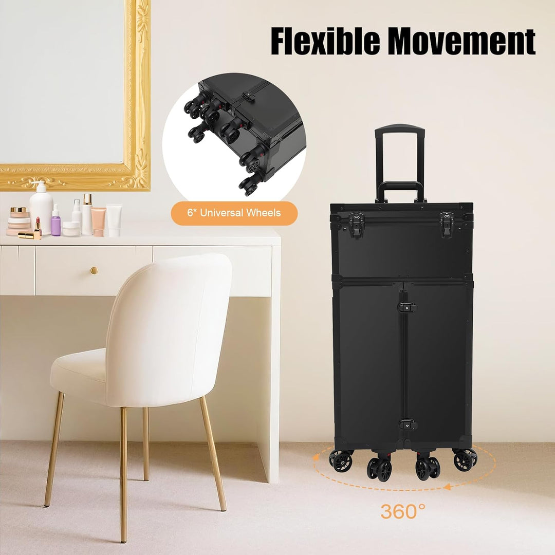 Kosmetik Trolley Kosmetikkoffer 4 Schubladen Schminkkoffer Friseurkoffer Abschliessbar Nagelkkoffer
