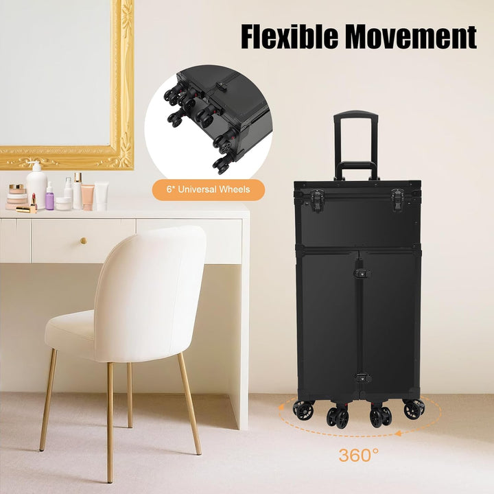 Kosmetik Trolley Kosmetikkoffer 4 Schubladen Schminkkoffer Friseurkoffer Abschliessbar Nagelkkoffer