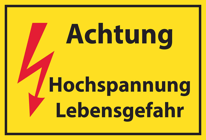 SCHILDER HIMMEL anpassbares Hochspannung Lebensgefahr Schild 42x29cm aus Alu-Verbund, Nr 513 eigener