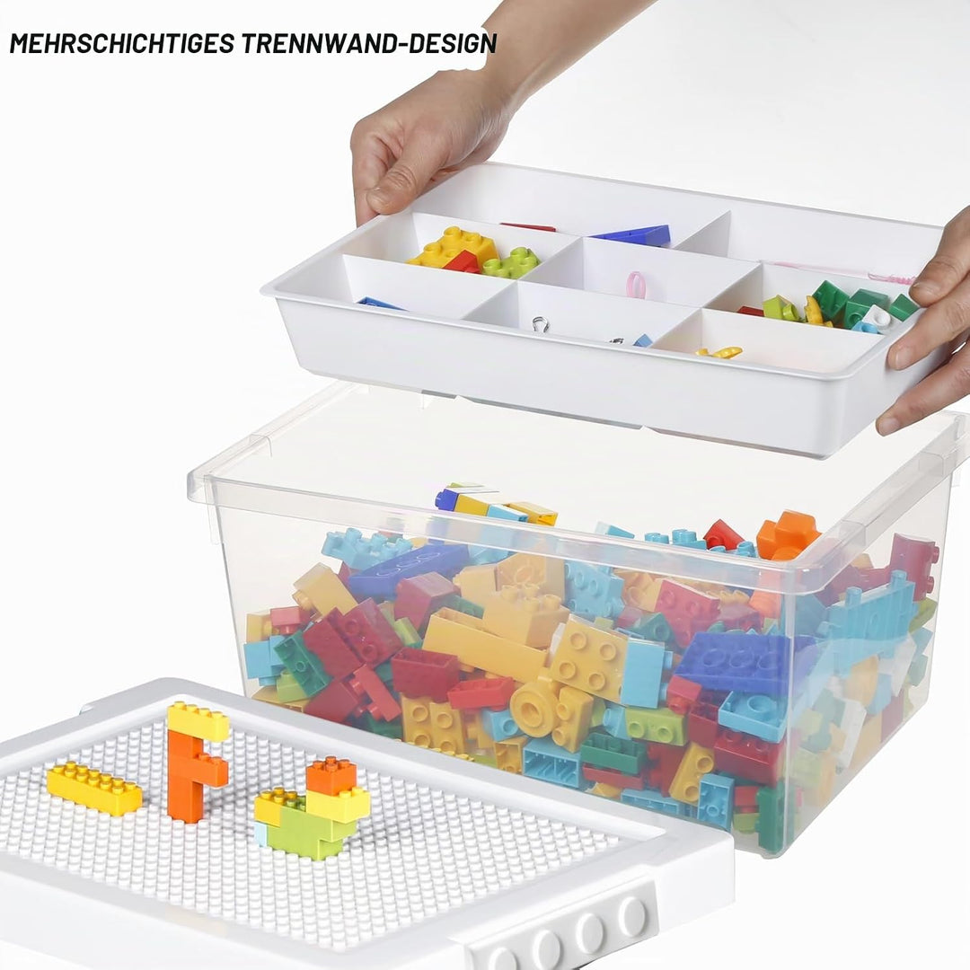 Greentainer Aufbewahrungsbox Spielzeug mit Deckel &amp; AbnehmbaresTablett,3er Spielzeug Box aus PP,Aufb