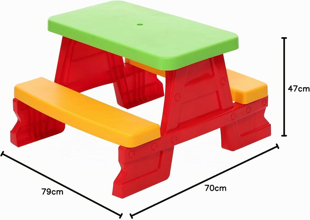 Kinder Sitzgruppe Picknick Sitzgarnitur Outdoor Bank Tisch Kombi rot, Rot