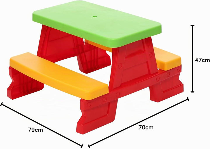 Kinder Sitzgruppe Picknick Sitzgarnitur Outdoor Bank Tisch Kombi rot, Rot