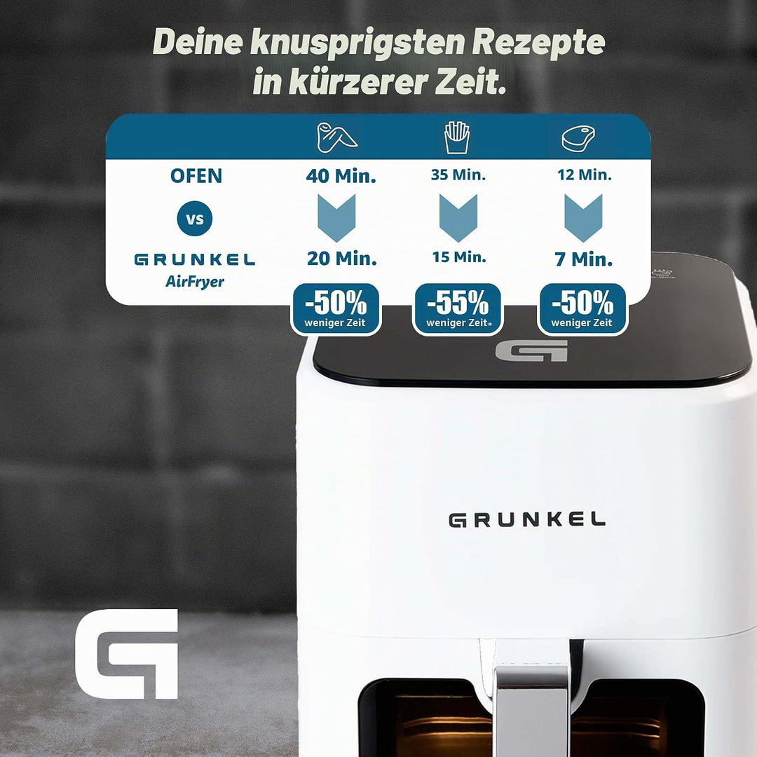 Grunkel 4l 1200w Air Fryer 4L 33 cm x 23 cm x 31 cm Weiss, 33 cm x 23 cm x 31 cm Weiss