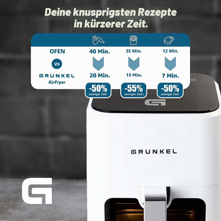 Grunkel 4l 1200w Air Fryer 4L 33 cm x 23 cm x 31 cm Weiss, 33 cm x 23 cm x 31 cm Weiss