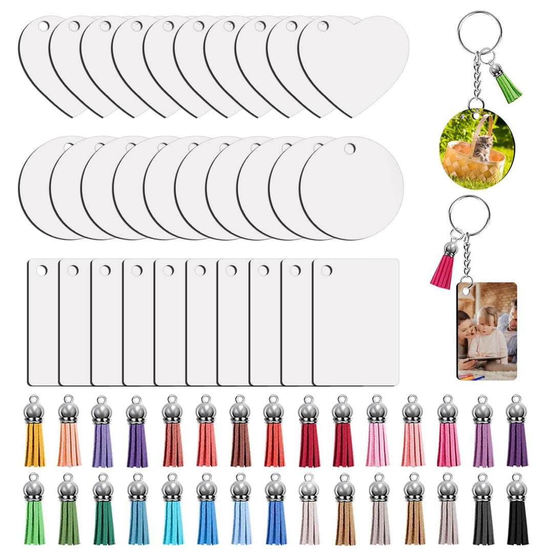 120 Stück Sublimation Schlüsselanhänger Rohlinge Set mit Wärmeübertragungs MDF Blanko 3 Formen, Quas