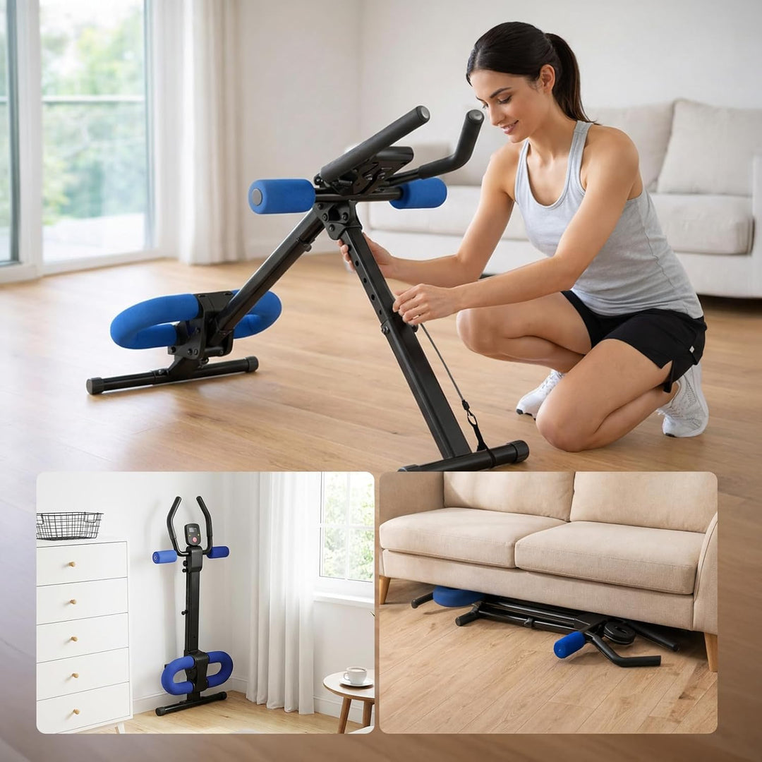 Ab Trainer Abdominal Muscle Machine Adjustable for Home Gym, Foldable And Space-Saving, Quiet Wheels