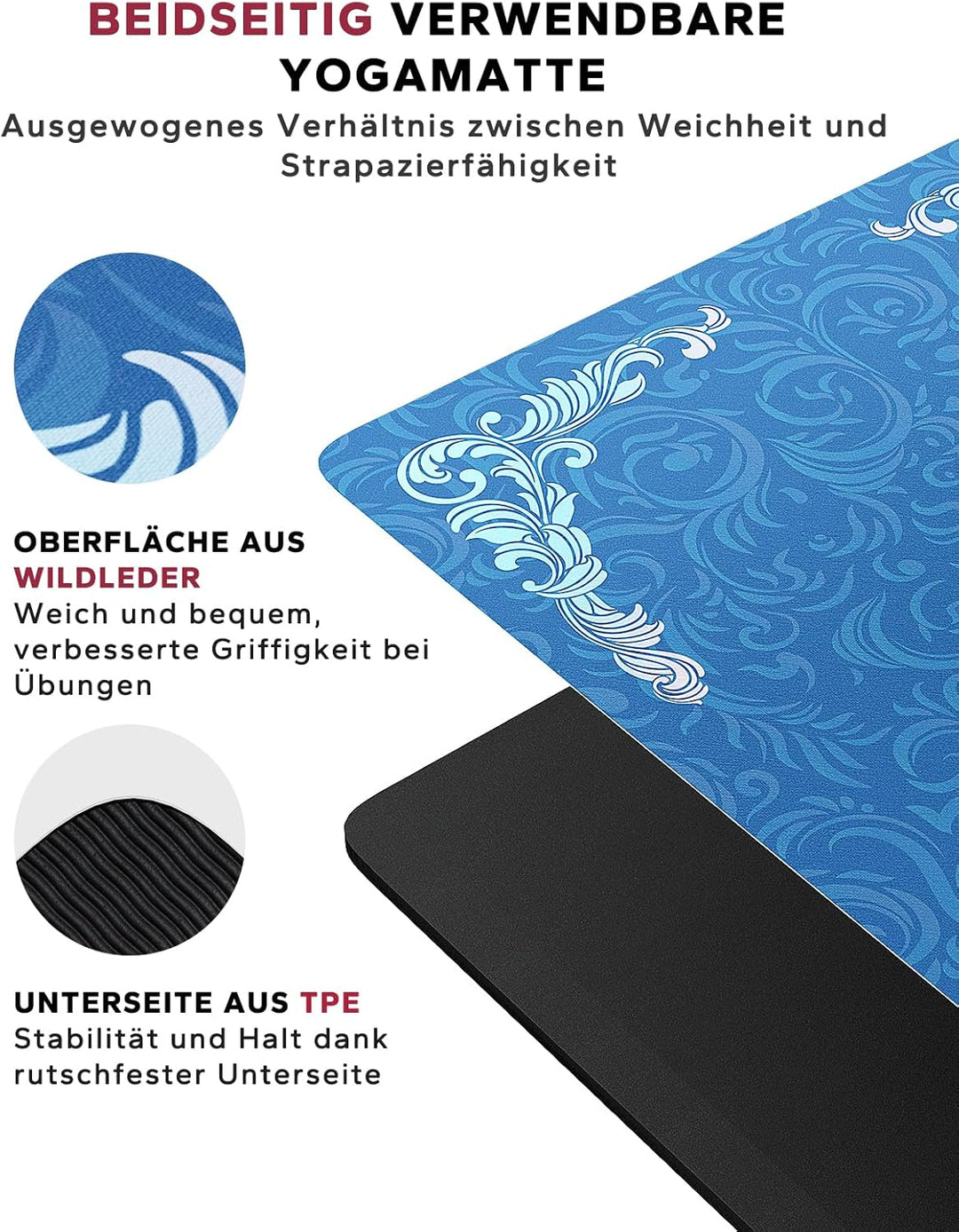 HAPBEAR Yogamatte XXL- Extra Gross Breit Yoga Matte, Sportmatte Fitnessmatte Rutschfest 198cm x137cm