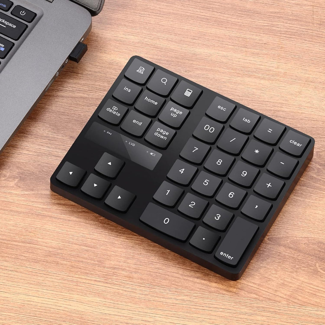Kabelloser Ziffernblock mit 35 Tasten, 2,4-G-USB-Nummernblock, Ergonomisches Design, Leise, Schnelle