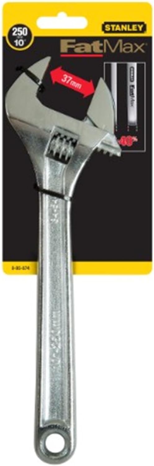 Stanley FatMax Einmaulschlüssel (verstellbar, 48 mm Maulbreite, 380 mm Länge, Chrom-Vanadium Stahl,