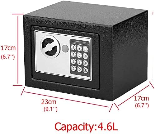 Kleiner elektronischer Mini-Safe, mobiler Sicherheitskasten, tragbarer digitaler Safe mit 2 Notöffnu