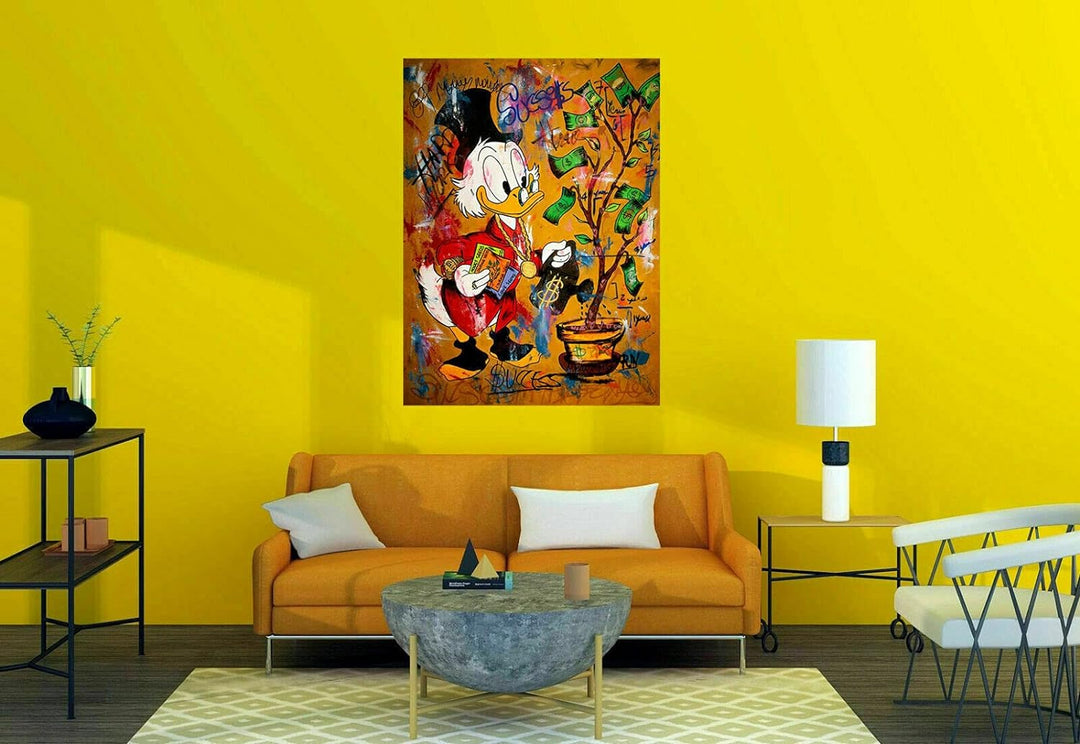 Magic Canvas Art - Bilder Dagobert Duck Pop Art Leinwandbild 1- teilig Hochwertiger Kunstdruck moder
