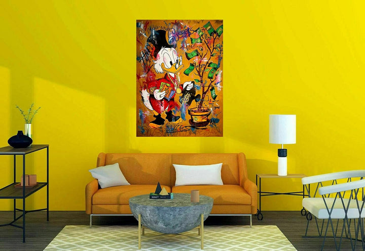 Magic Canvas Art - Bilder Dagobert Duck Pop Art Leinwandbild 1- teilig Hochwertiger Kunstdruck moder