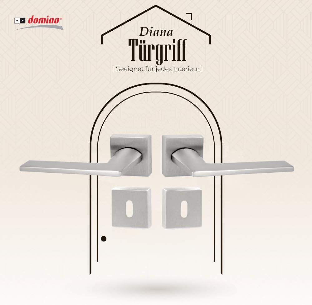 domino Türgriff DIANA-QR M6 BB-Buntbart Drückergarnitur für Zimmertüren Türdrücker-Set Rosetten-Garn