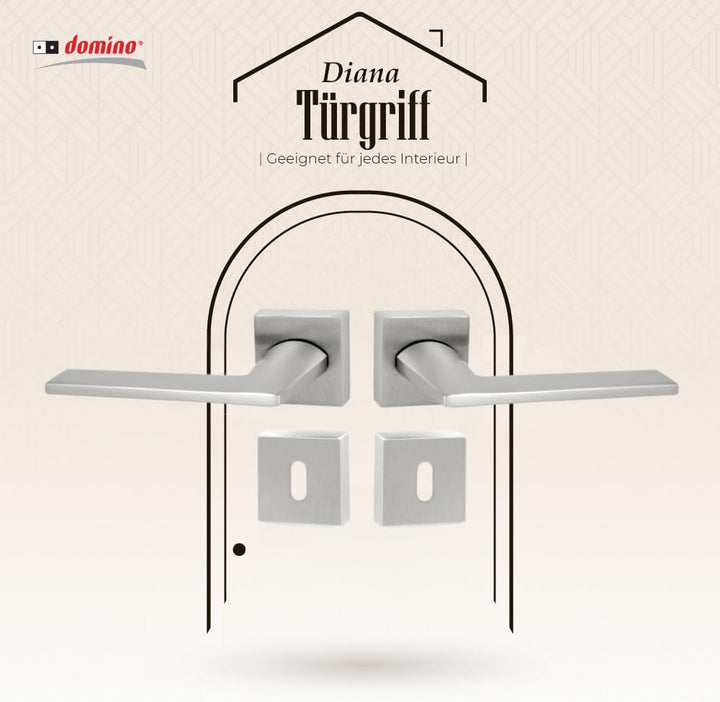 domino Türgriff DIANA-QR M6 BB-Buntbart Drückergarnitur für Zimmertüren Türdrücker-Set Rosetten-Garn