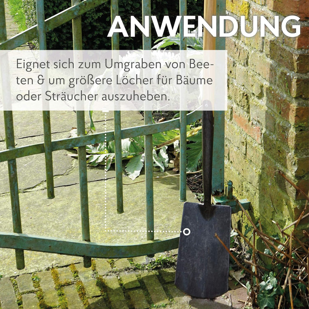 DeWit Garten-Spaten mit praktischem T-Griff 114 cm I Premium Garten-Zubehör für sandigen bis steinig