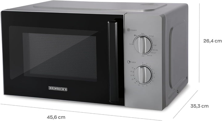 HEINRICHS Mikrowelle, kompakte Mikrowelle, 20L Volumen, 9 Leistungsstufen, inkl.35min.Timer, Defrost