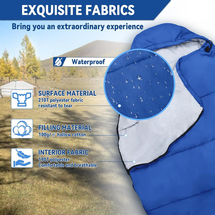 Schlafsack 3 Jahreszeiten & Sommer Ultraleicht [790g] | Kleines Packmass, Camping Mumienschlafsack E
