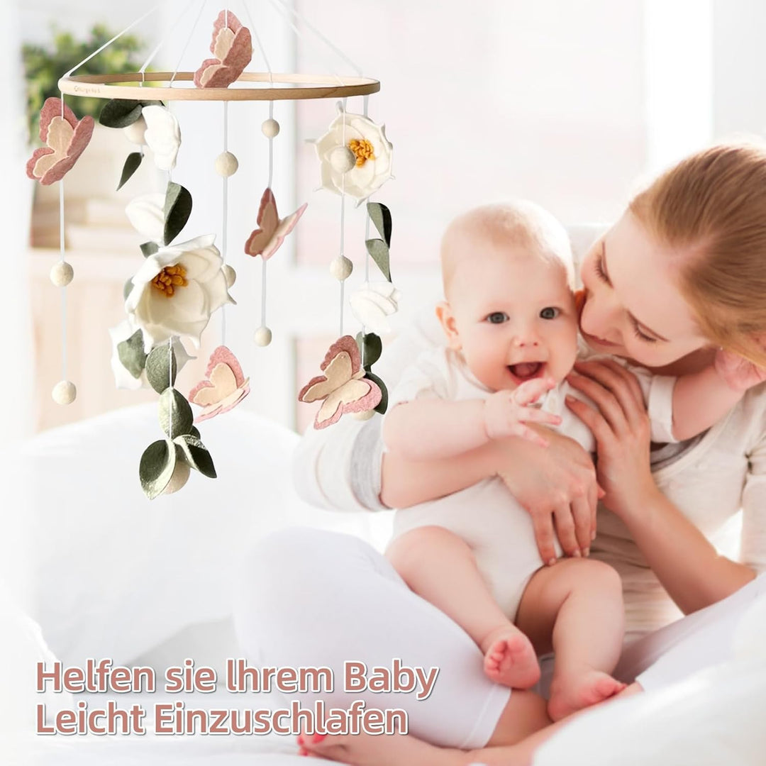 Baby Mobile - Blumen Schmetterlingen Baby Windspiele für Babybett, Mobile Baby Wickeltisch Mobile Ba