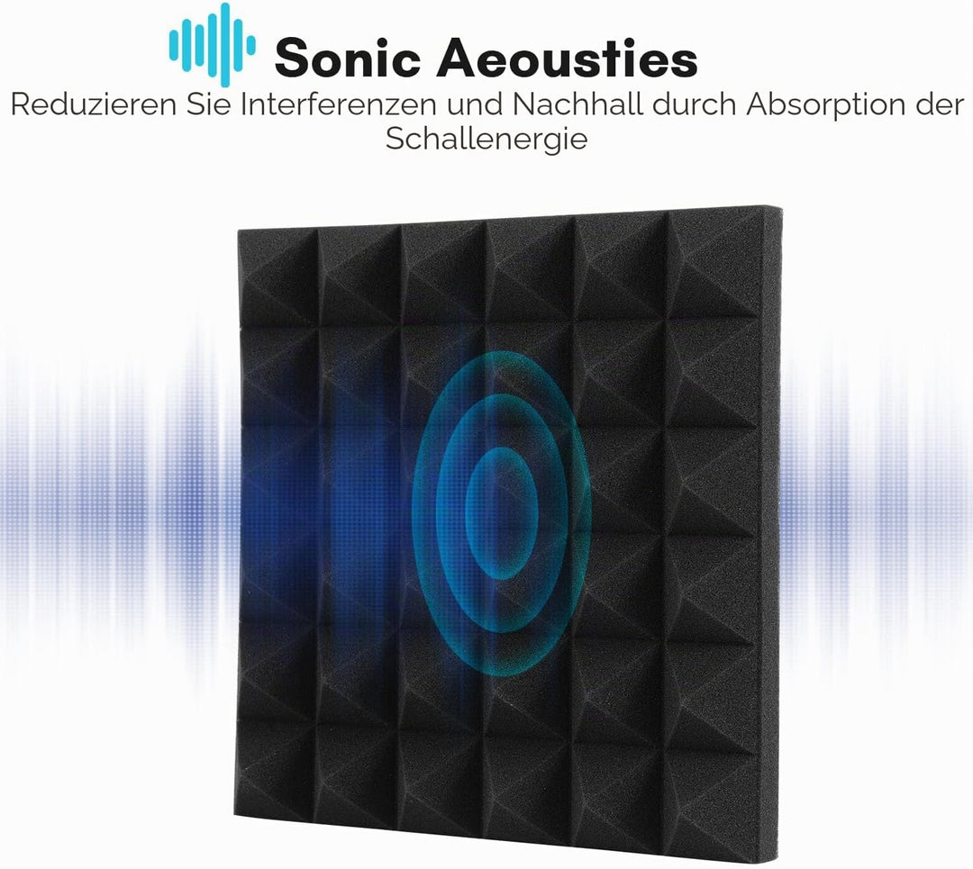 Sonnewelt Akustikschaumstoff Selbstklebend 72 Stücke 5x30x30 cm 3D Hochdichte Schallabsorber Wand Ha