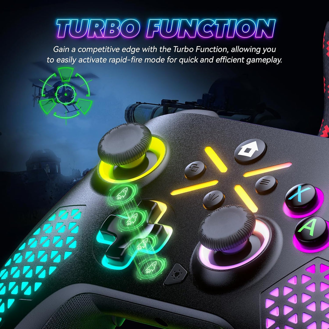 Gamrombo RGB Wired Controller für Xbox Series X|S, Xbox One, Kompatibel mit PCs, Gamepad mit Turbo &