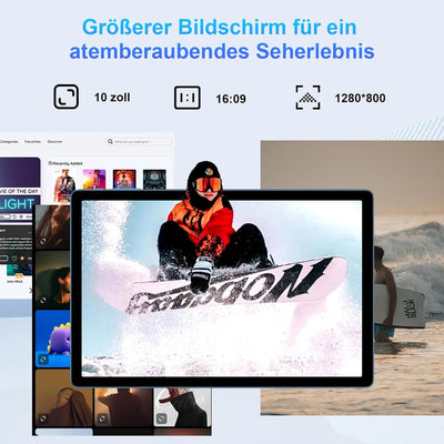 2025 Neueste Tablet 10 Zoll mit Widevine L1, Android 14 Tablet, 20GB RAM+128GB ROM(TF 1TB), Octa-Cor