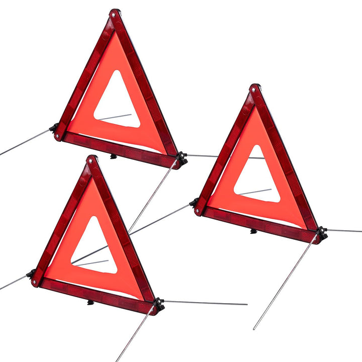 Lescars Warndreieck Auto: 3er-Set Kfz-Warndreieck, Notfalldreieck, reflektierend, klappbar, rot (sta