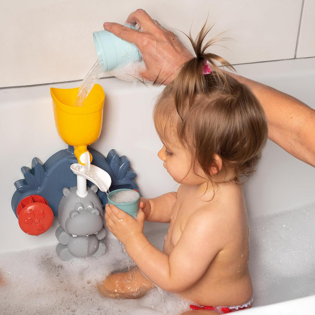 Little Smoby - Hippo Badewannenspielzeug ab 1 Jahr - Wasserspielzeug mit Spritzfunktion, Bechern und