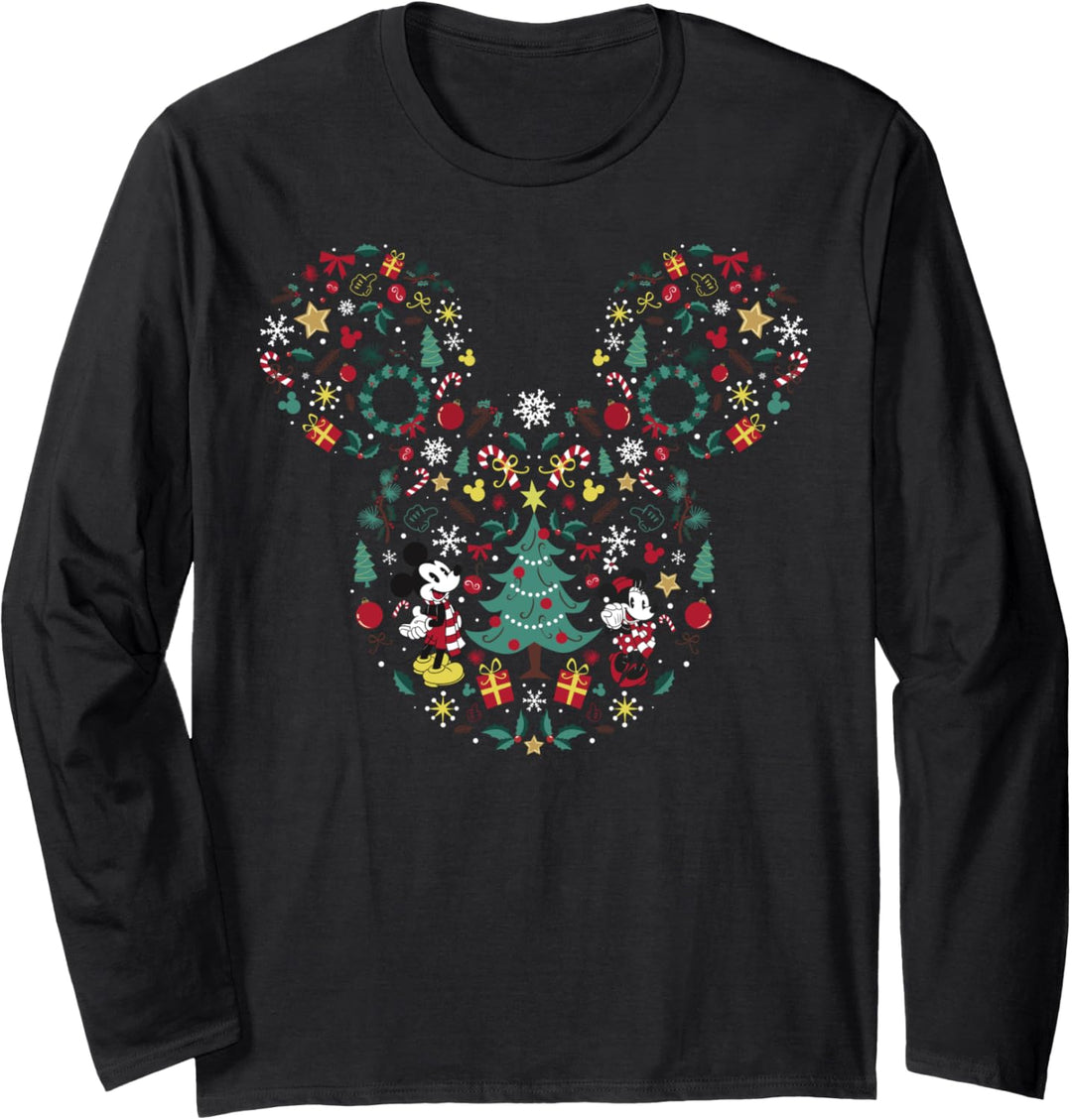 Disney Mickey & Friends Ohren mit Weihnachtssymbole Langarmshirt