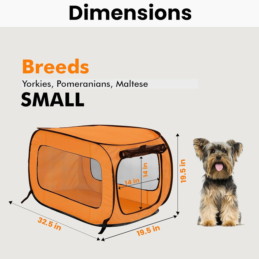Beatrice Home Fashions SOLPPK00ORG Pop Up Pet Kennel Portable Pet Kennel Cage, Orange, Orange