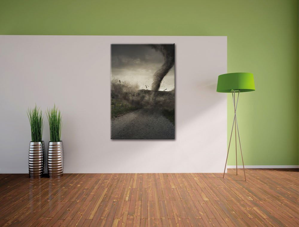Pixxprint Tornado, Format: 100x70 auf Leinwand, XXL riesige Bilder fertig gerahmt mit Keilrahmen, Ku