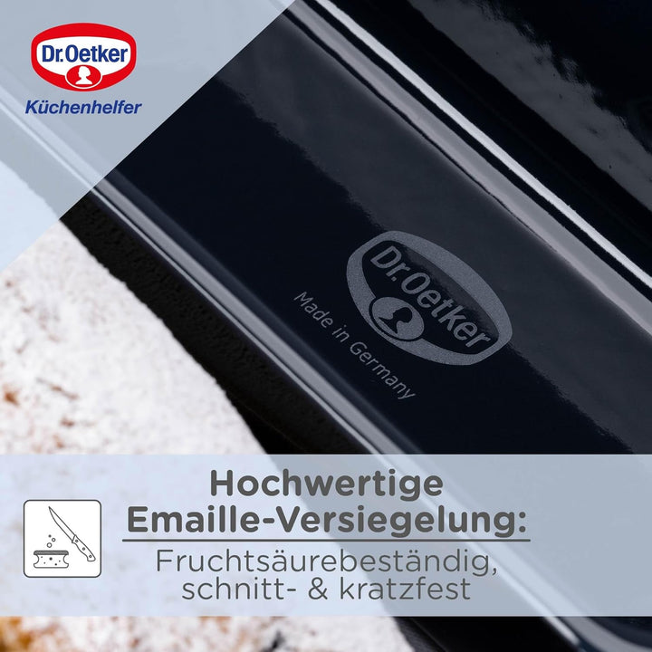 Dr. Oetker Kastenform 25 cm Back-Liebe Emaille – Schnitt- & kratzfeste Backform mit Emaille & Antiha