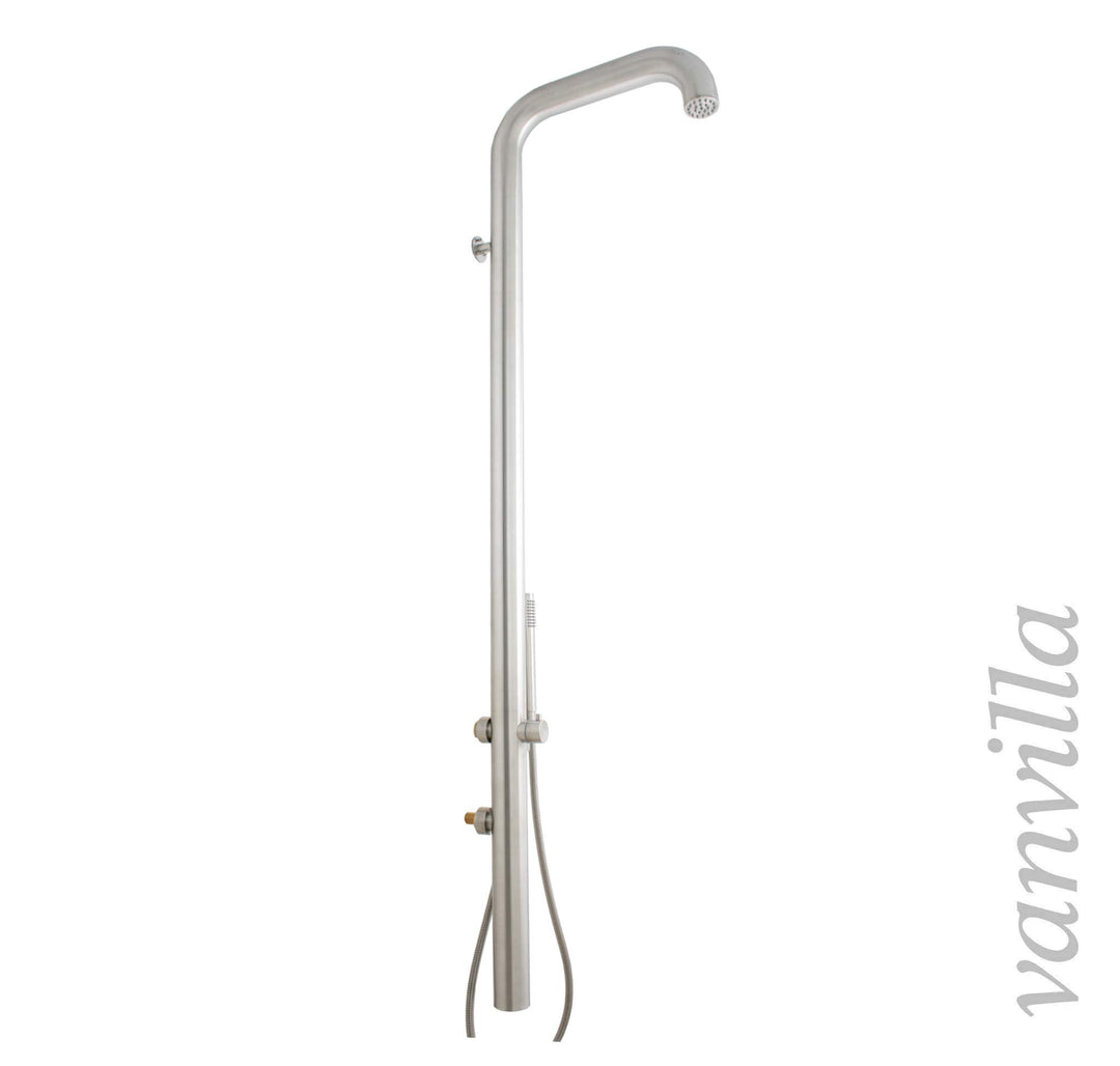 vanvilla Pooldusche Edelstahl PALO mit Handbrause Gartendusche Aussendusche Wandmontage Kaltwasser,