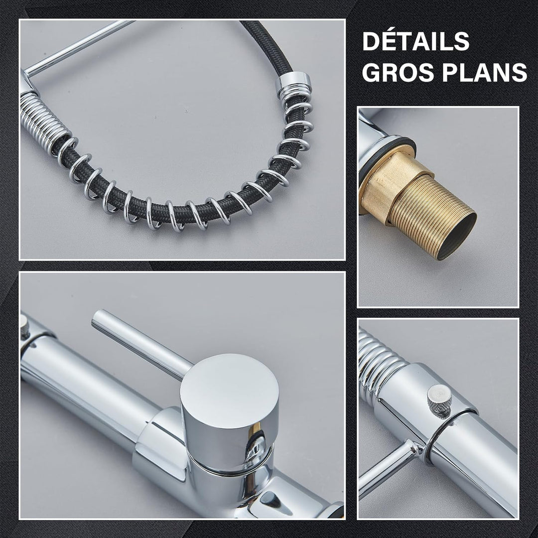 Wasserhahn Küche Chrom Spültischarmatur mit zwei Wassersprühmodi Armatur Küche 360° Schwenkbar Hochd