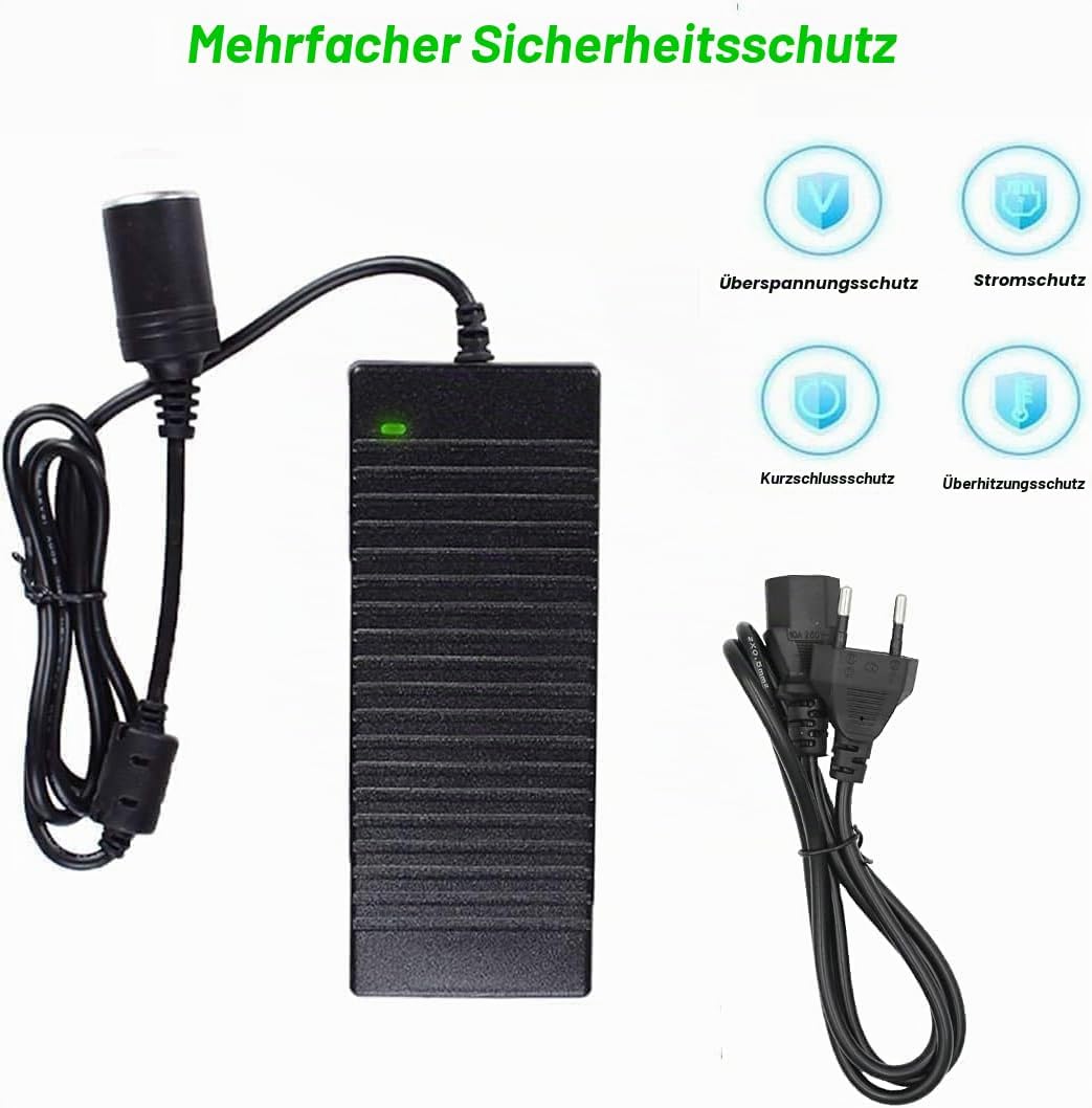 OBEST 230V auf 12V KFZ Netzadapter, 10A AC auf DC Spannungswandler | 120W Zigarettenanzünder Steckdo