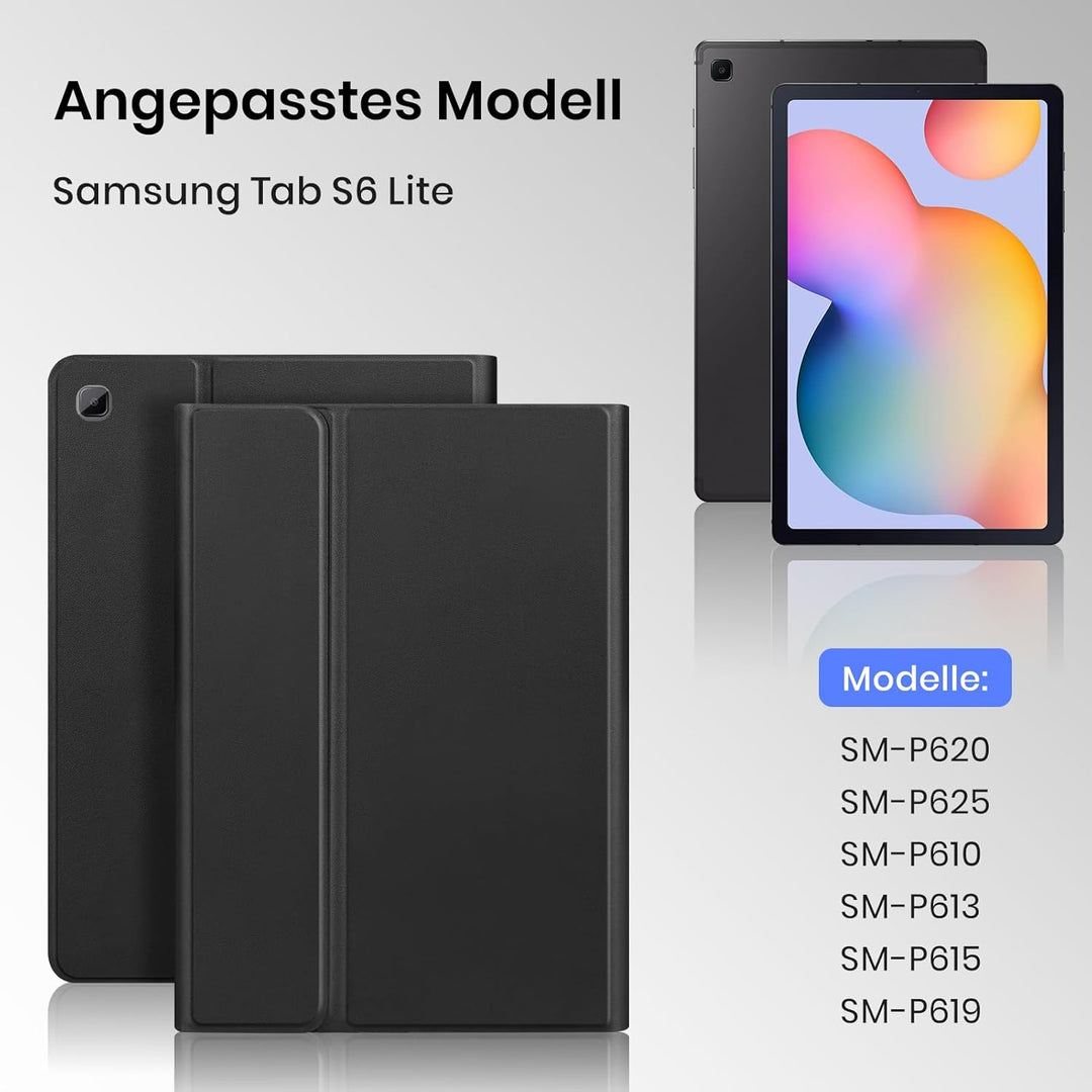 KTOITION Tastatur Hülle für Samsung Tab S6 Lite 10,4 Zoll (Modell 2020/2022/2024) – Hülle mit QWERTZ
