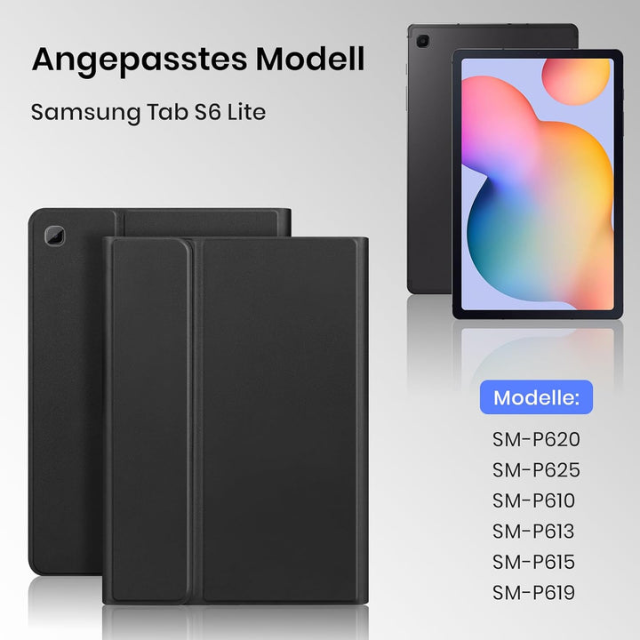 KTOITION Tastatur Hülle für Samsung Tab S6 Lite 10,4 Zoll (Modell 2020/2022/2024) – Hülle mit QWERTZ