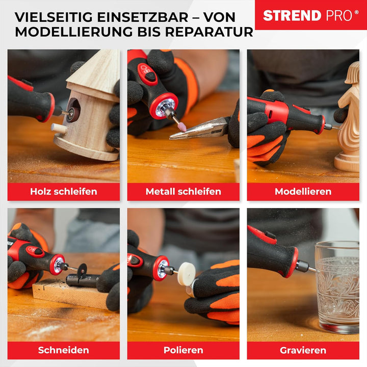 STREND PRO Akku Multifunktionswerkzeug | Rotationswerkzeug 8 V, 1500 mAh| Gravur Gerät | Mini Schlei