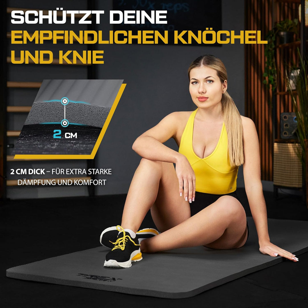 Gymnastikmatte Fitnessmatte 2cm TX-029NGM | NBR Yogamatte Pilates 190×80×2cm | Trainingsmatte rutsch