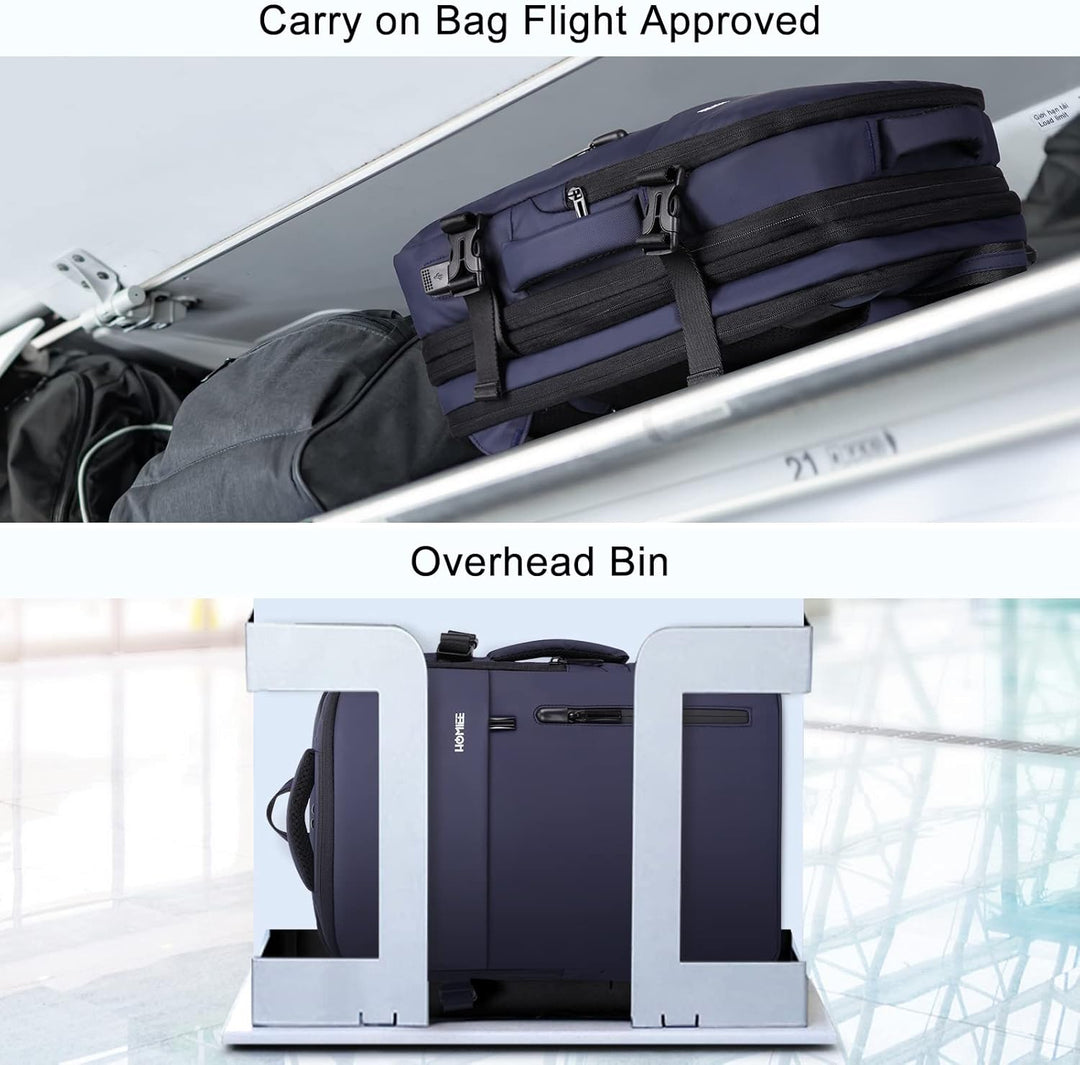 HOMIEE Handgepäck Reiserucksack, Supergross Laptop Rucksack Erweiterbar Diebstahlsicher Wasserabweis