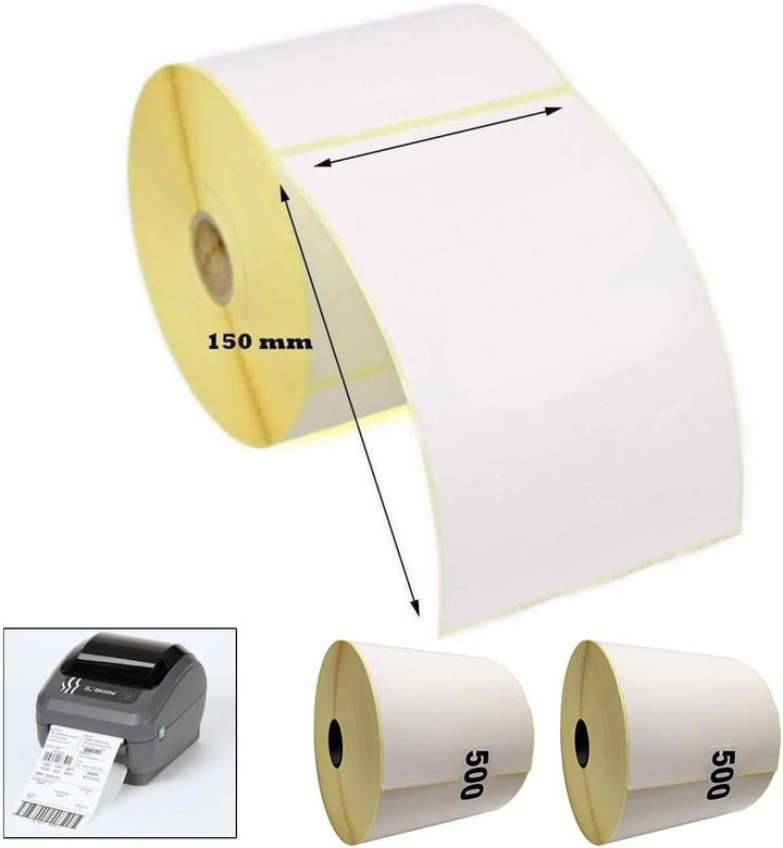 Thermo-Etiketten für Zebra Drucker GK420D GX420D GK420T (1000 Etiketten), Weiss, 100 x 150