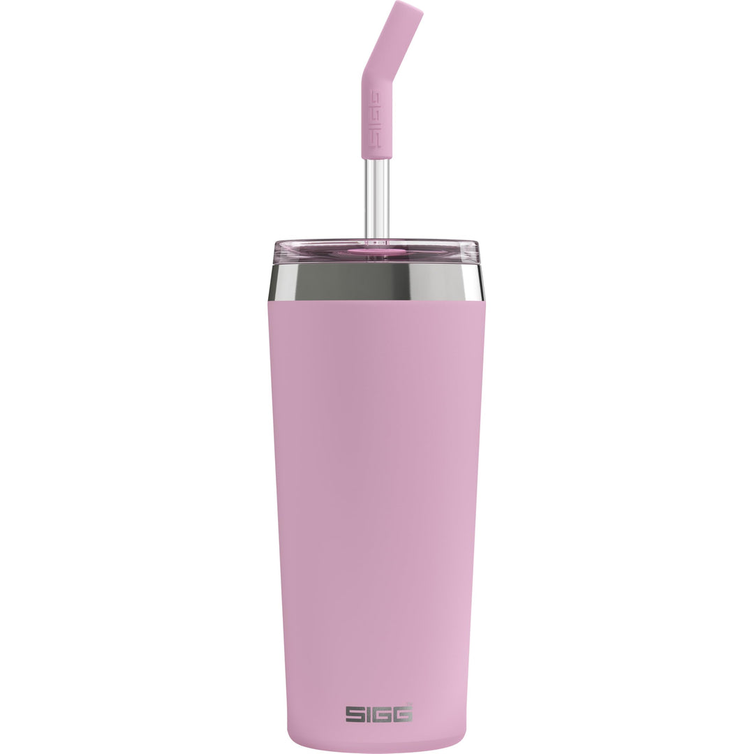 SIGG - Isolierbecher - Travel Mug Helia - Mit wiederverwendbarem Glastrinkhalm &amp; Reinigungsbürste -