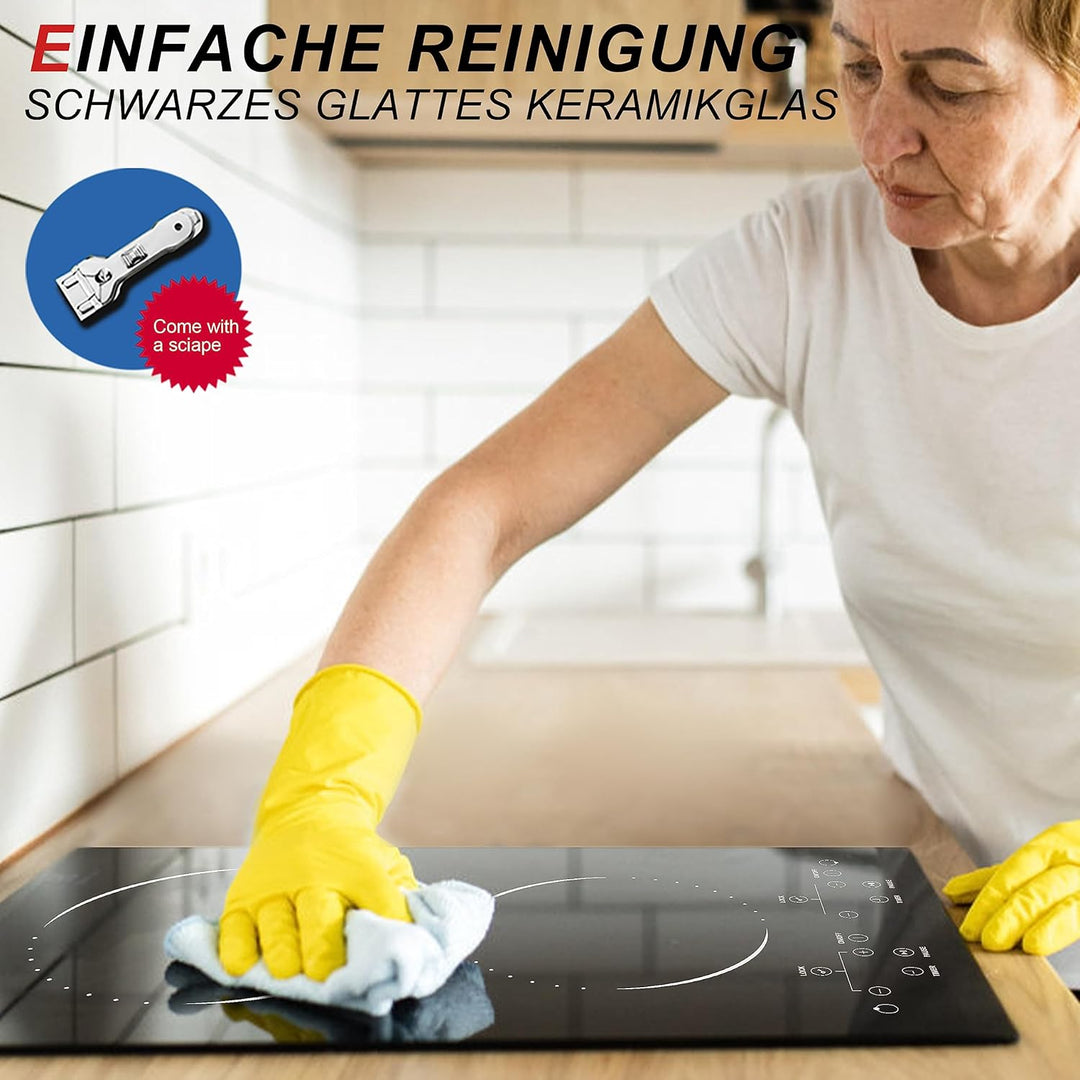 Glaskeramikkochfeld 2 Zonen mit Stecker, Hobsir Einbau Kochfelder 30cm, 3000W, Touch-Steuerung, Dopp