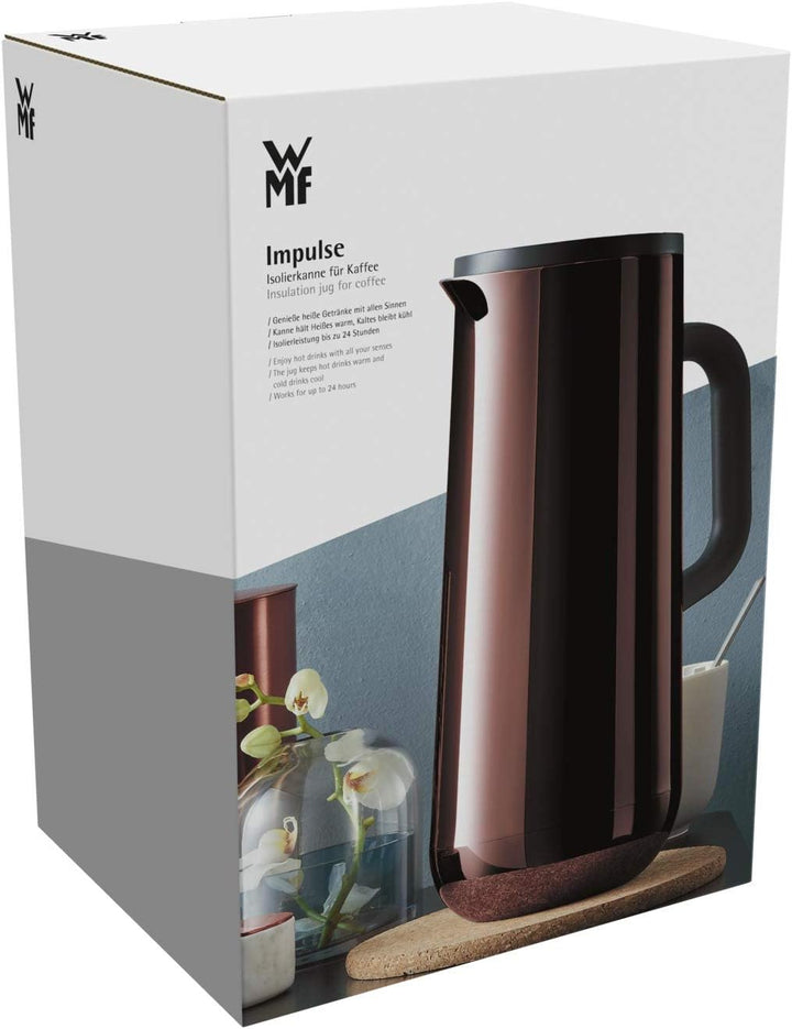 WMF Impulse Isolierkanne 1l, Thermoskanne für Kaffee oder Tee, Druckverschluss, hält Getränke 24h ka
