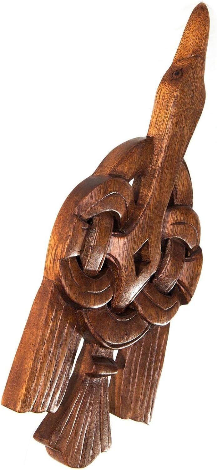 Windalf Wandbild Hugin 30 cm Wikinger Rabe Raben Deko Vikings Handarbeit aus Holz