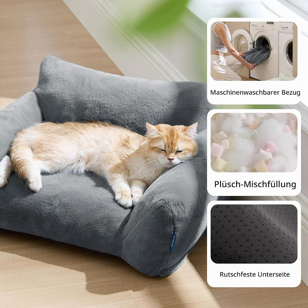 BEDSURE Katzenbett grosse Katzensofa Hundesofa, 76x51x25cm, dunkelgrau | waschbar, für kleine Hunde
