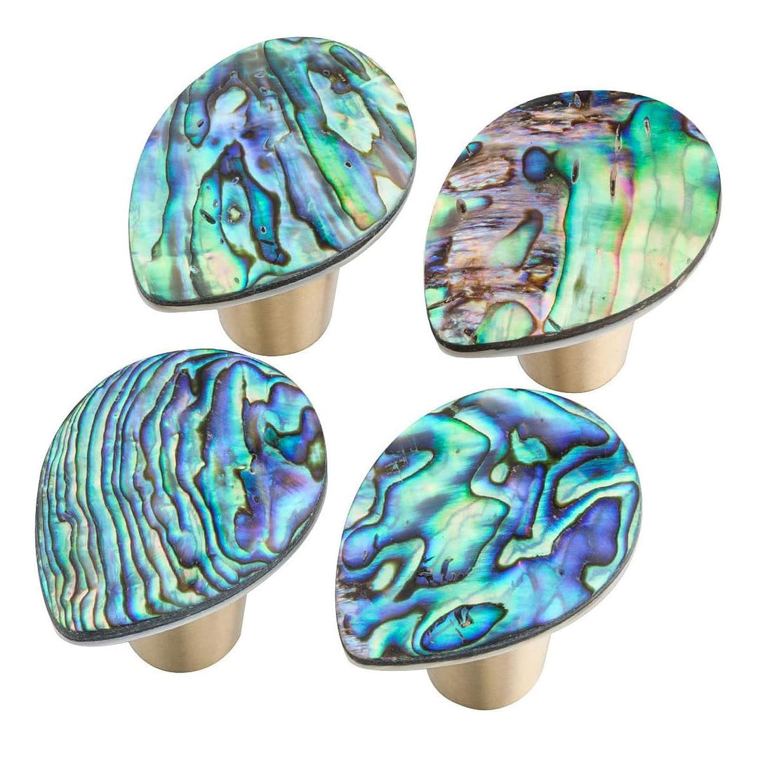 mookaitedecor Satz von 4 Rechteckig Form Abalone Shell Cabinet Knobs mit Schrauben, dekorative Stein