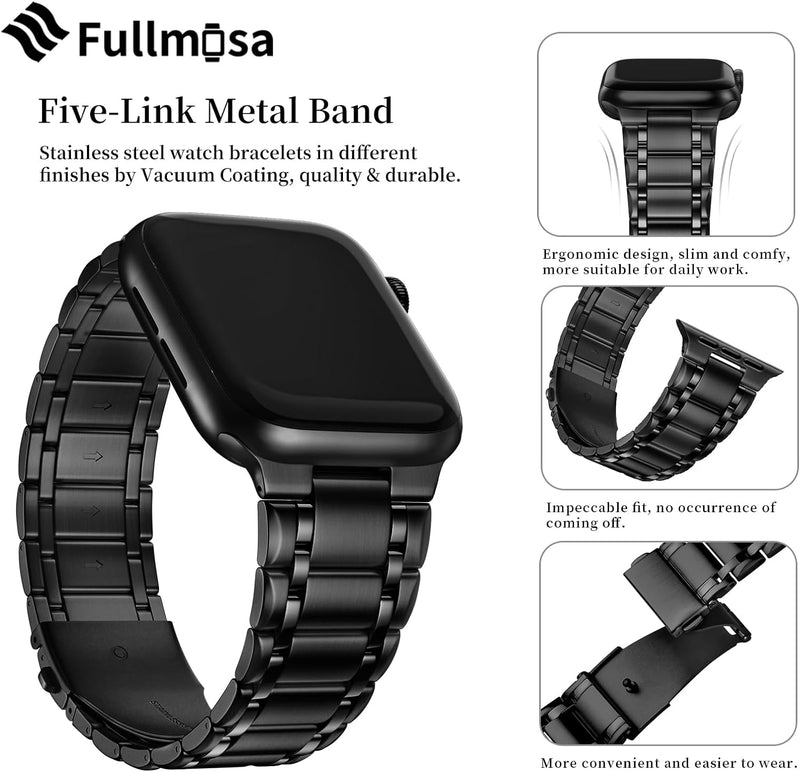 Fullmosa Kompatibel mit Apple Watch Armband 40mm 41mm 38mm Series SE 9 8 7 6 5 4 3 2 1, Edelstahl Ap