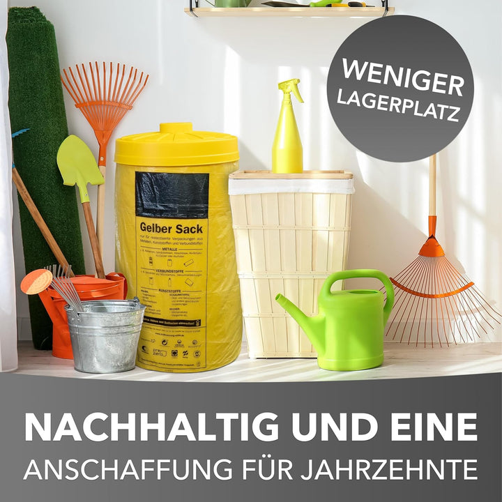 clevere Einfüllhilfe für Gelbe Säcke - Sacktonne gelb mit Deckel - Gelbe Säcke Werden Stabiler - Stä