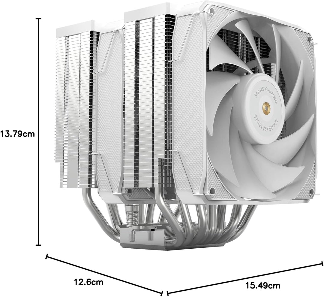 Mars Gaming MCPU-XU9, CPU-Kühler Doppelturm, TDP 400W, 2x Hybridflügel-Lüfter und Hyperbalanciertes